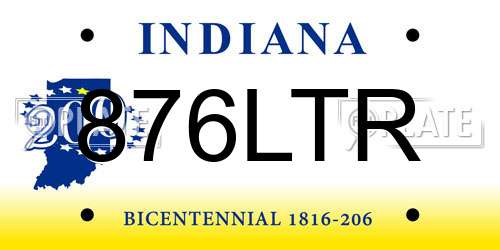 876LTR Indiana License Plate