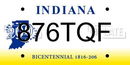 876TQF Indiana License Plate