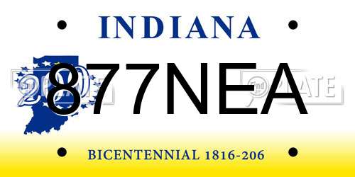 877NEA Indiana License Plate