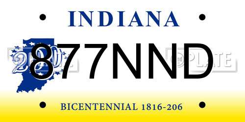 877NND Indiana License Plate