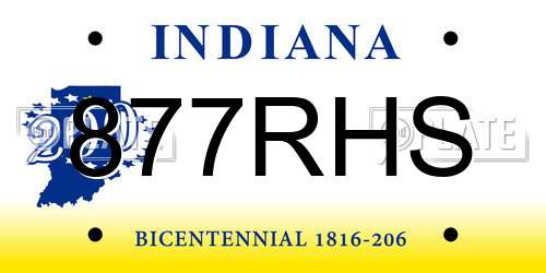 877RHS Indiana License Plate