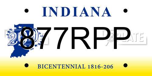877RPP Indiana License Plate