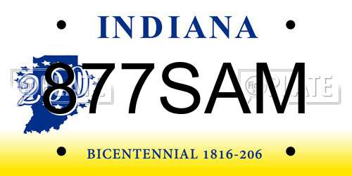 877SAM Indiana License Plate