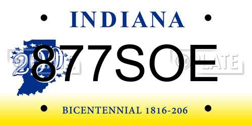 877SOE Indiana License Plate