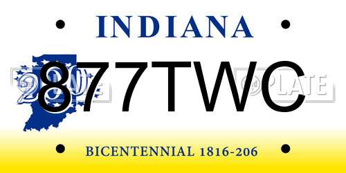 877TWC Indiana License Plate