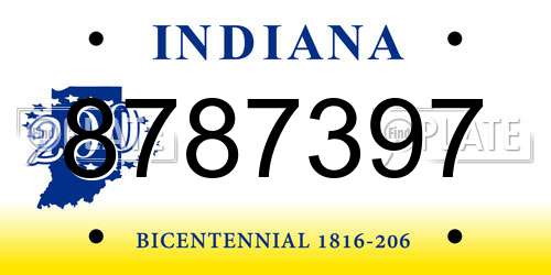 8787397 Indiana License Plate