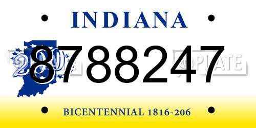 8788247 Indiana License Plate