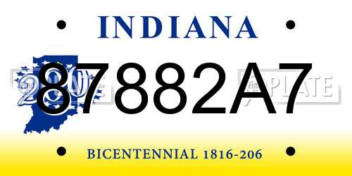 87882A7 Indiana License Plate