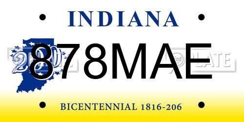 878MAE Indiana License Plate