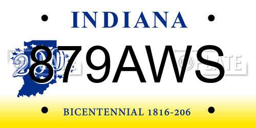 879AWS Indiana License Plate