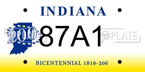 87A1 Indiana License Plate