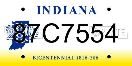 87C7554 Indiana License Plate