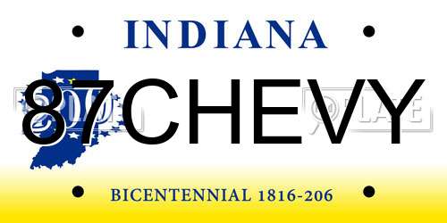 87CHEVY Indiana License Plate