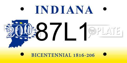 87L1 Indiana License Plate