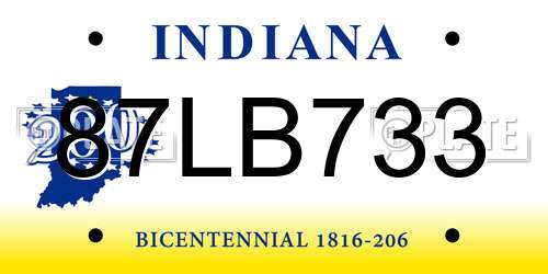 87LB733 Indiana License Plate