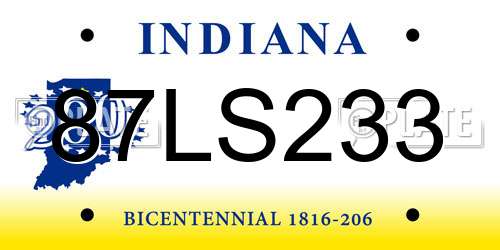87LS233 Indiana License Plate