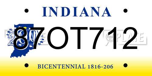 87OT712 Indiana License Plate