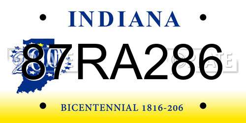 87RA286 Indiana License Plate