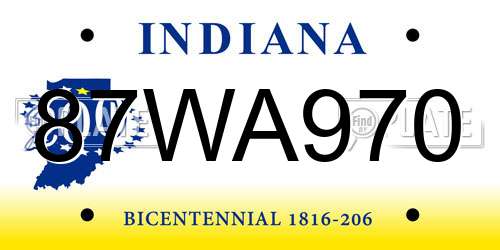 87WA970 Indiana License Plate