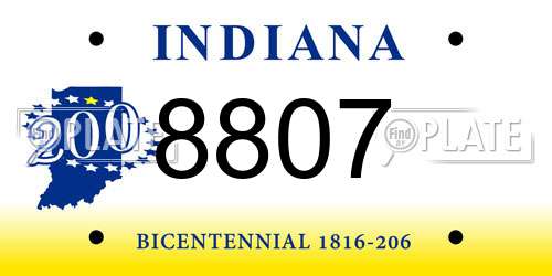8807 Indiana License Plate
