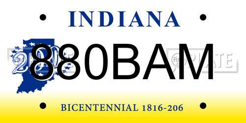880BAM Indiana License Plate