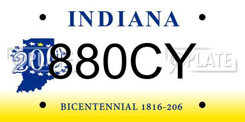 880CY Indiana License Plate
