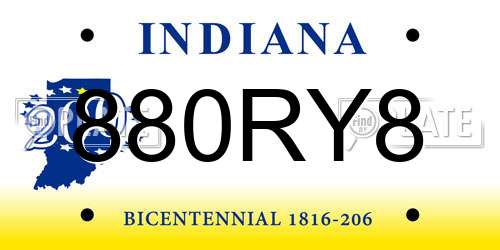 880RY8 Indiana License Plate