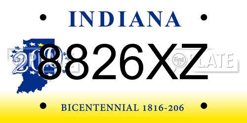 8826XZ Indiana License Plate