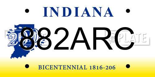 882ARC Indiana License Plate