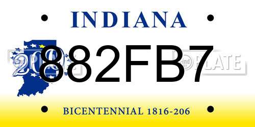 882FB7 Indiana License Plate
