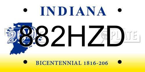 882HZD Indiana License Plate