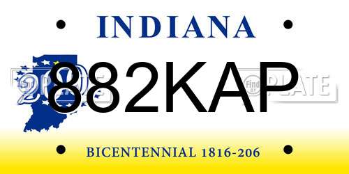 882KAP Indiana License Plate