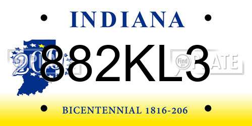 882KL3 Indiana License Plate