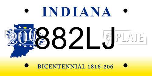882LJ Indiana License Plate
