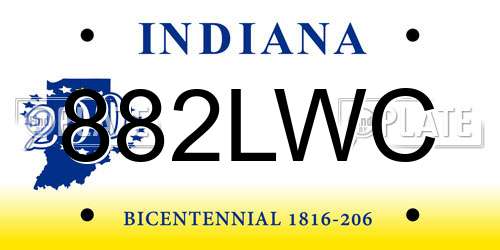 882LWC Indiana License Plate