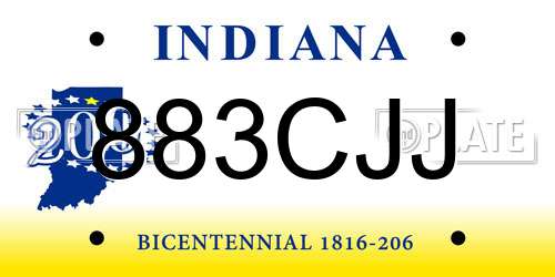 883CJJ Indiana License Plate