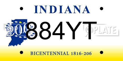 884YT Indiana License Plate