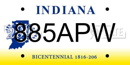 885APW Indiana License Plate
