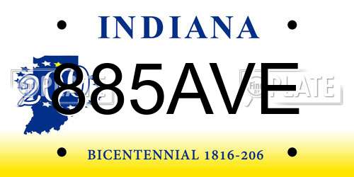 885AVE Indiana License Plate