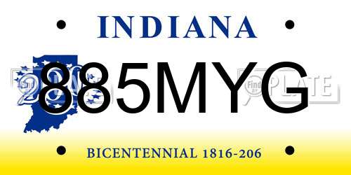 885MYG Indiana License Plate