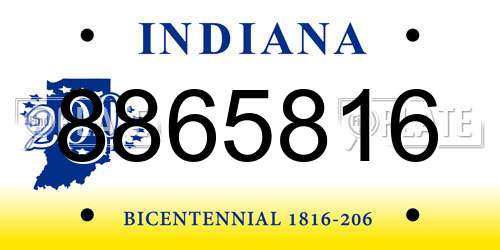 8865816 Indiana License Plate