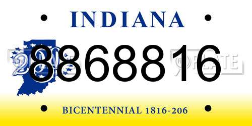 8868816 Indiana License Plate