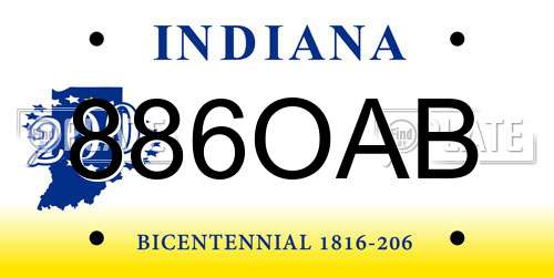 886OAB Indiana License Plate