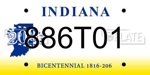 886T01 Indiana License Plate