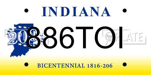 886TOI Indiana License Plate