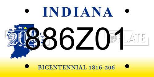 886Z01 Indiana License Plate