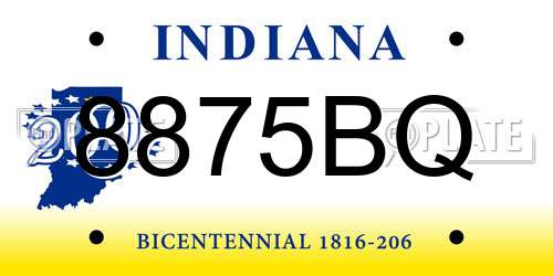 8875BQ Indiana License Plate