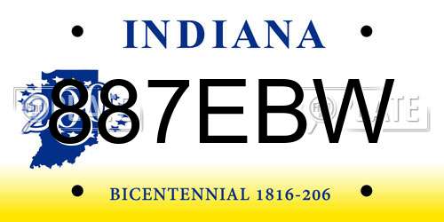 887EBW Indiana License Plate