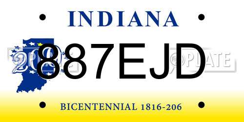 887EJD Indiana License Plate