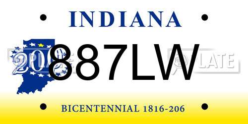 887LW Indiana License Plate
